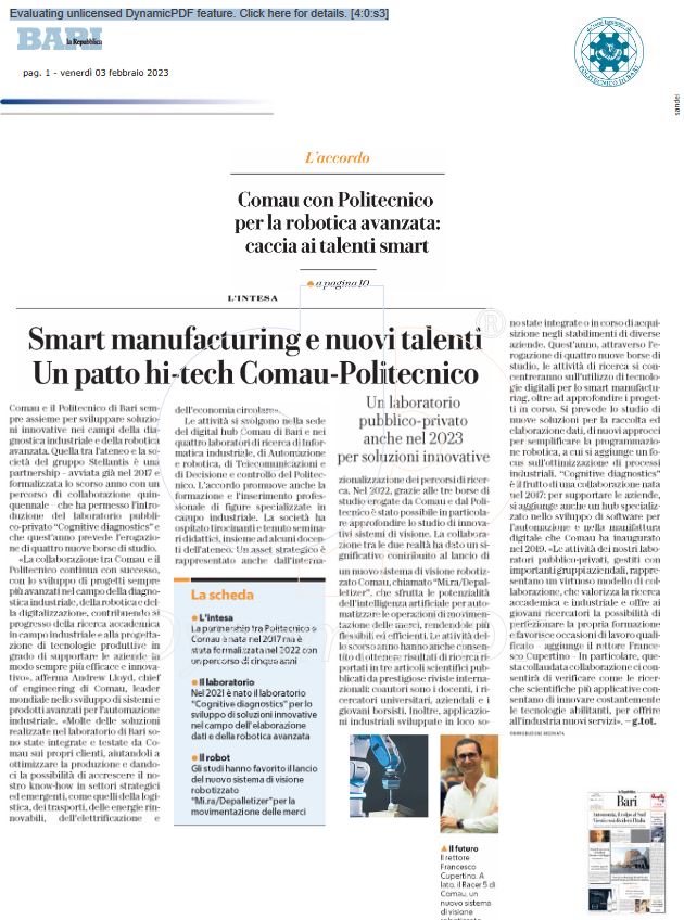Smart manufacturing e nuovi talenti. Un patto hi-tech COMAU-Politecnico